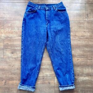 Vintage 90’s Lee High Rise Straight Leg Medium Wash Mom Jeans Size 14 Petite